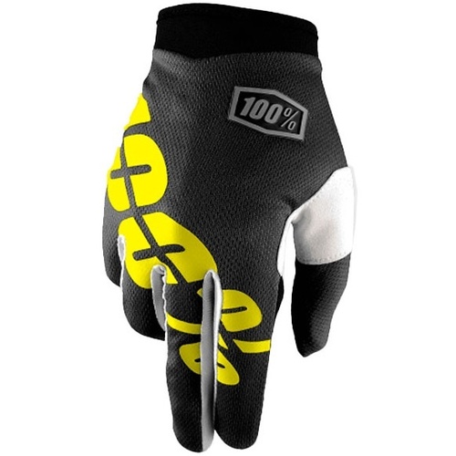 100% iTRACK Gloves Black/Yellow [Size: small]