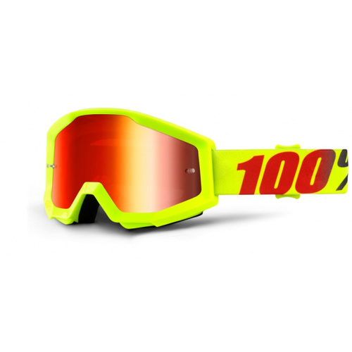 100% Strata Goggles Neon / Red Mirror